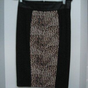 Bedo leopard midi skirt with pleather waistband